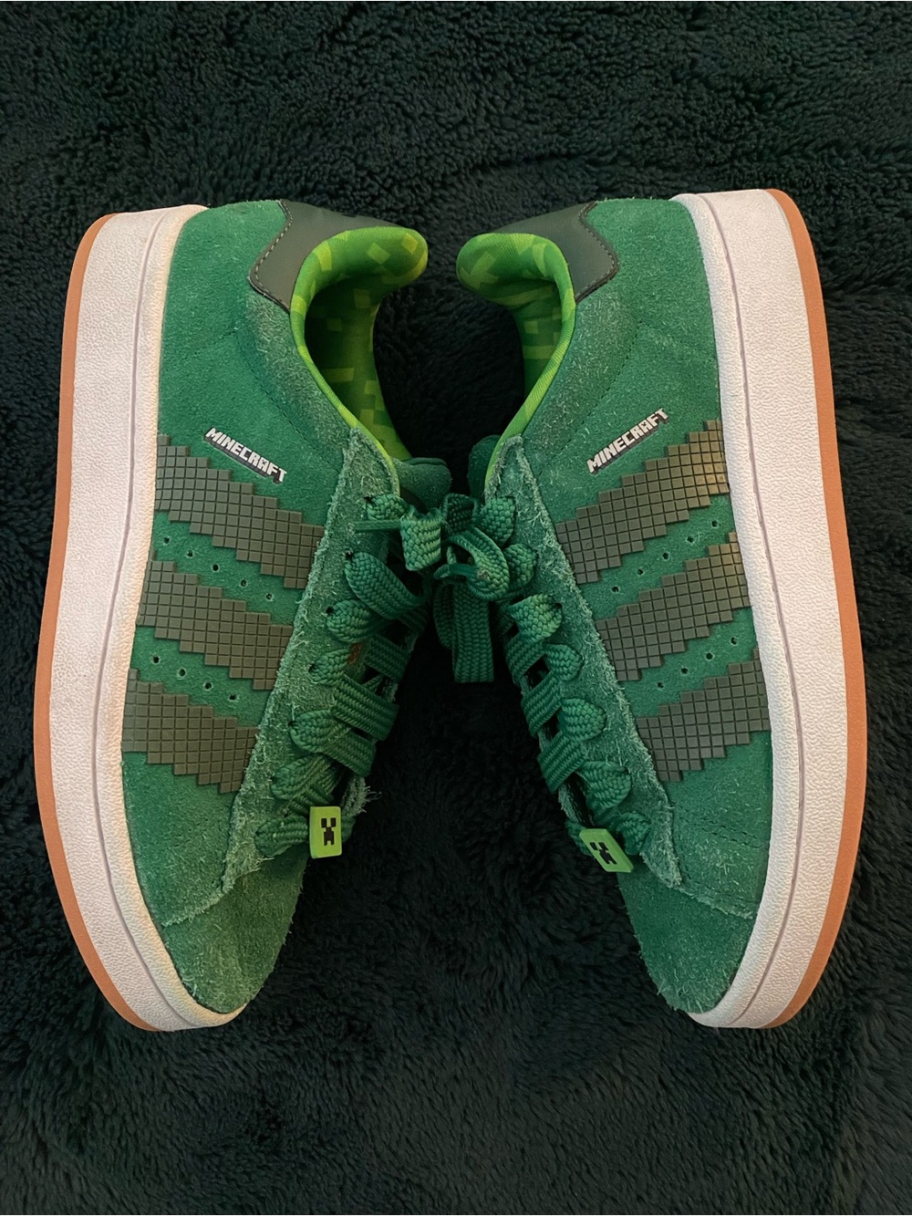 Adidas Campus 00 Green Suede Minecraft Pixel-Accent Sneakers